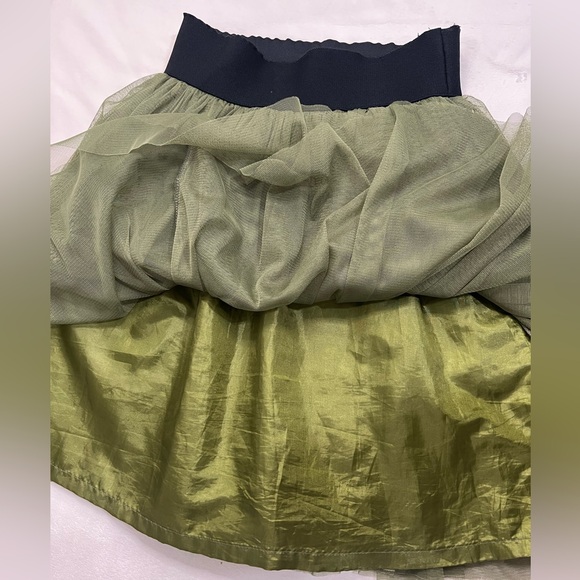 Twenty One Olive Green Tulle Midi Skirt wide waste band with lining size M/M - Picture 3 of 8